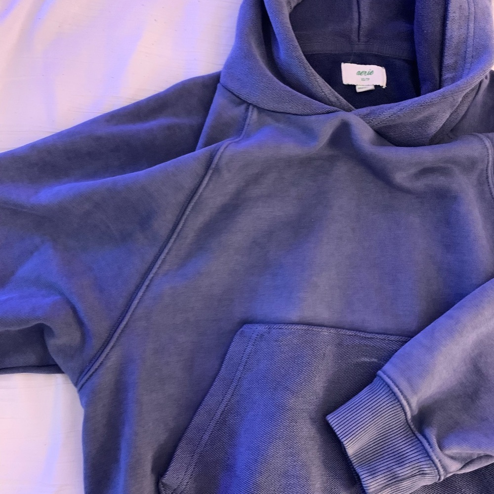 A blue Aerie sweatshirt, great condition, one tiny stain on the front as shown